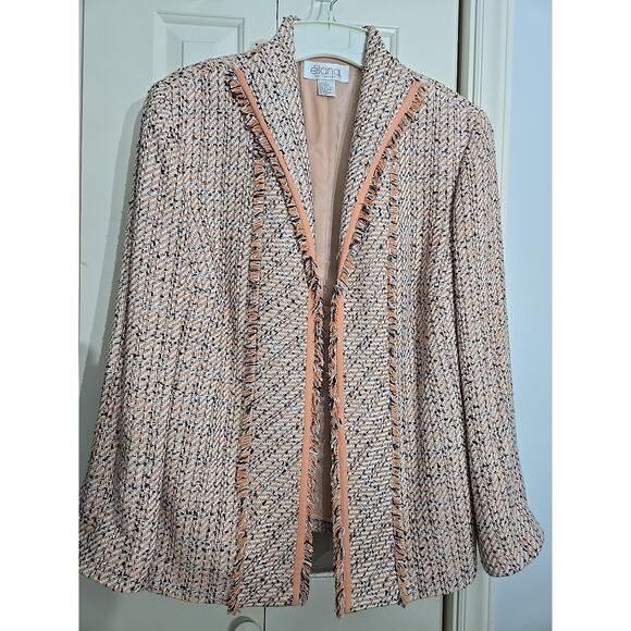 Blazer Silk & Rayon Peach Tweed Fringe Trim VTG 90's Mean Girls, Clueless READ - Picture 1 of 9